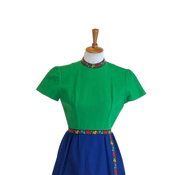Lanz Marshall Fields Wool Dress Green Size 9 Vintage 50’s Retro Classic Mod - Picture 5 of 14